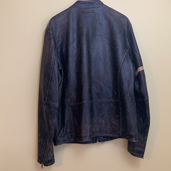 Banana Republic Brown Vintage Cafe Racer Motorcycle Leather Bomber Jacket XL T - Picture 17 of 17